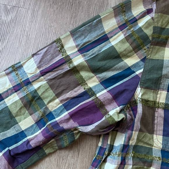 Lemon Grass XL Plaid Multicolor/Purple Zipper Shirt - Picture 4 of 13